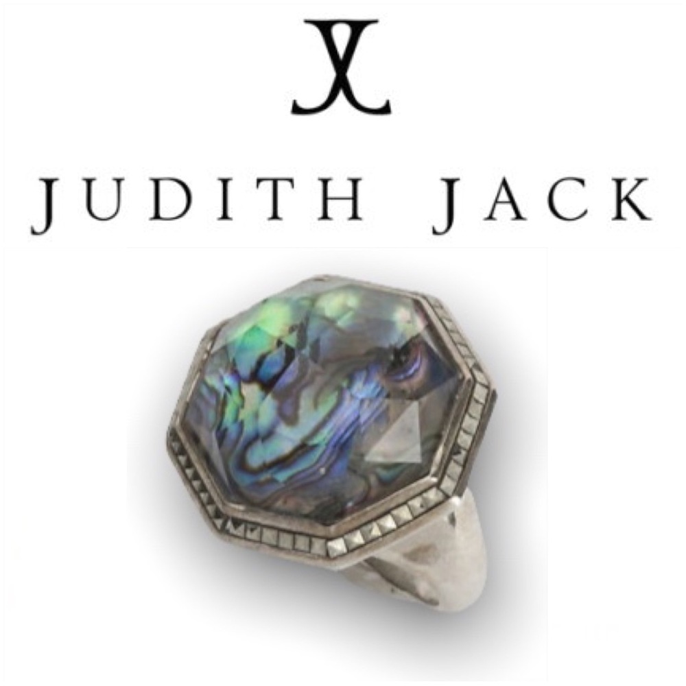 Judith Jack Octagon Abalone Swarovski Marcasite Ring - Size 7